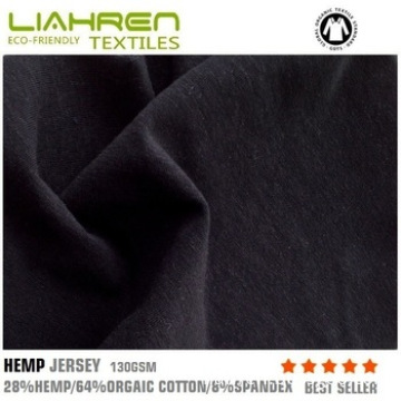 hemp orgaic cotton spandex knitted jersey fabric from china